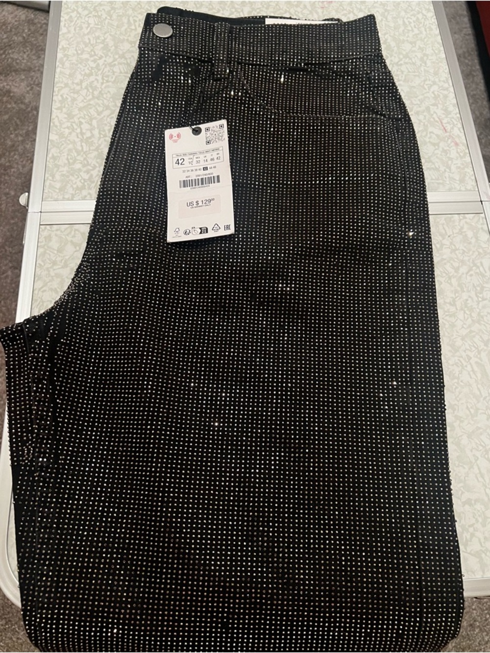 Black Embellished Sparkle Jeans